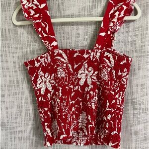Patriotic tube top, red Hawaiian print top, summer top